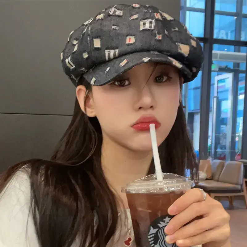 Women Korean Style Denim Rippen Cap Sun Protection - Image 5