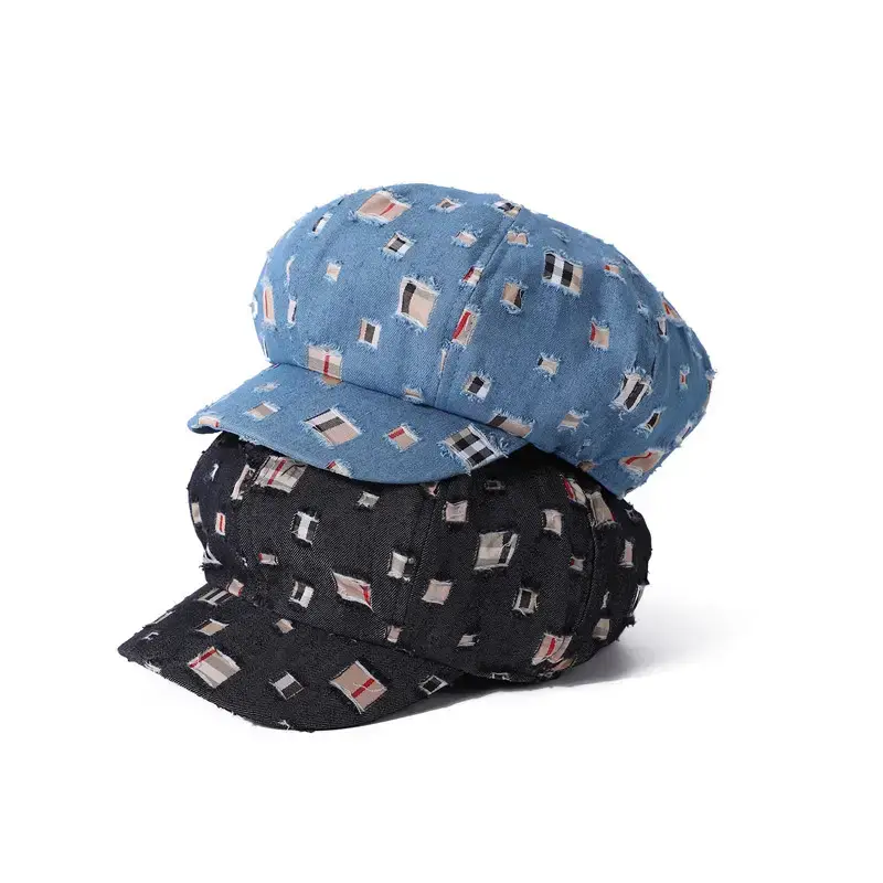 Women Korean Style Denim Rippen Cap Sun Protection - Image 7