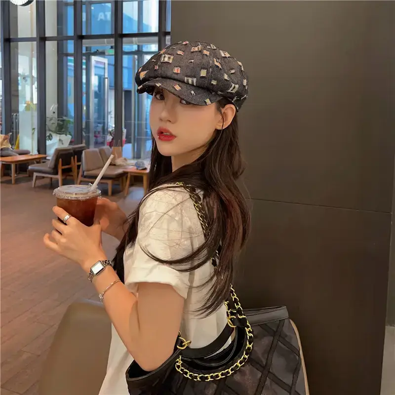 Women Korean Style Denim Rippen Cap Sun Protection — feature 10