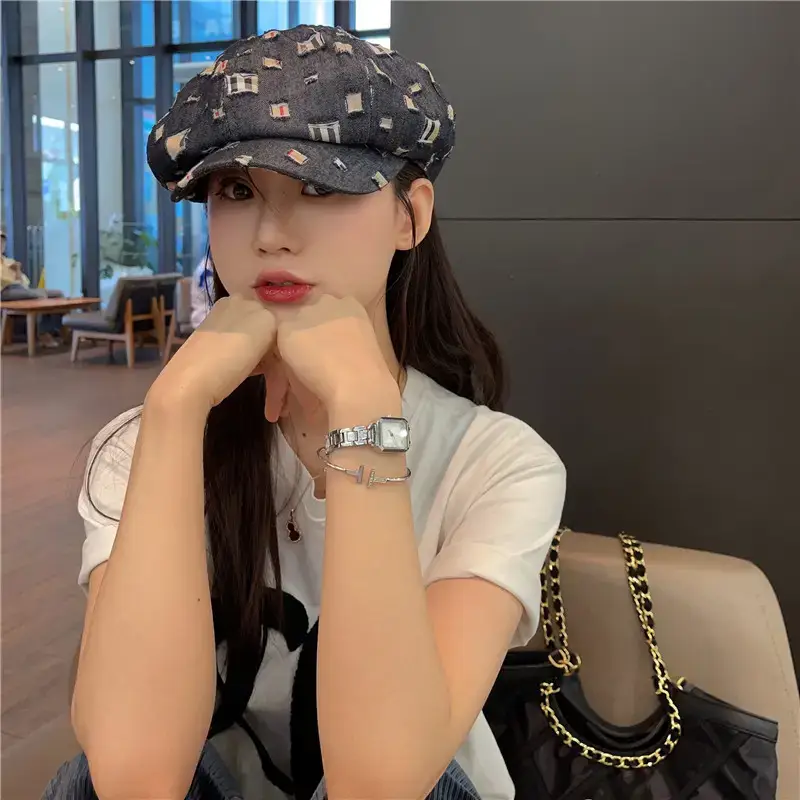 Women Korean Style Denim Rippen Cap Sun Protection — feature 11