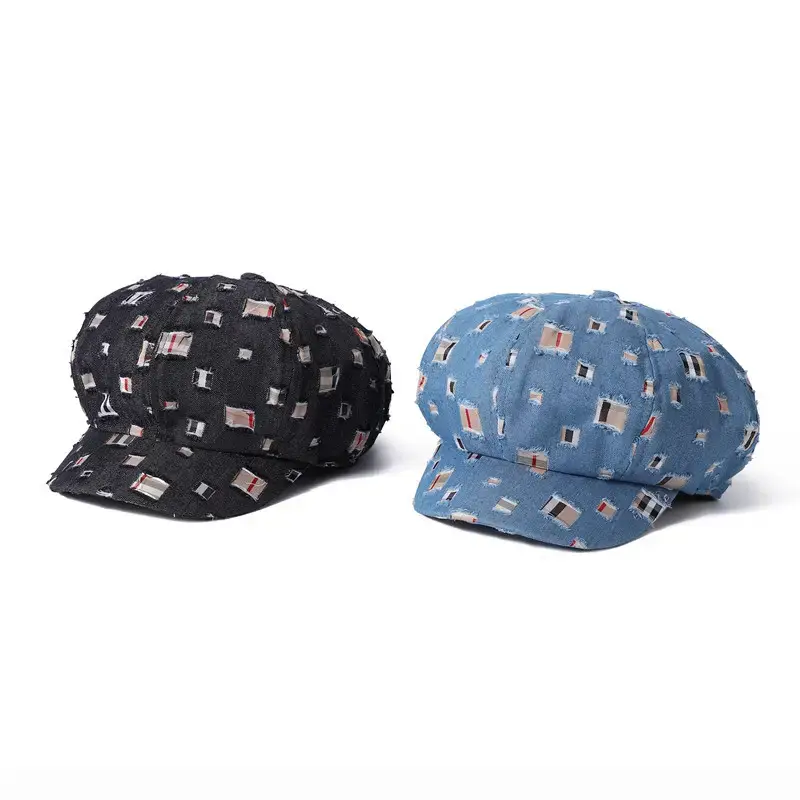 Women Korean Style Denim Rippen Cap Sun Protection — feature 14