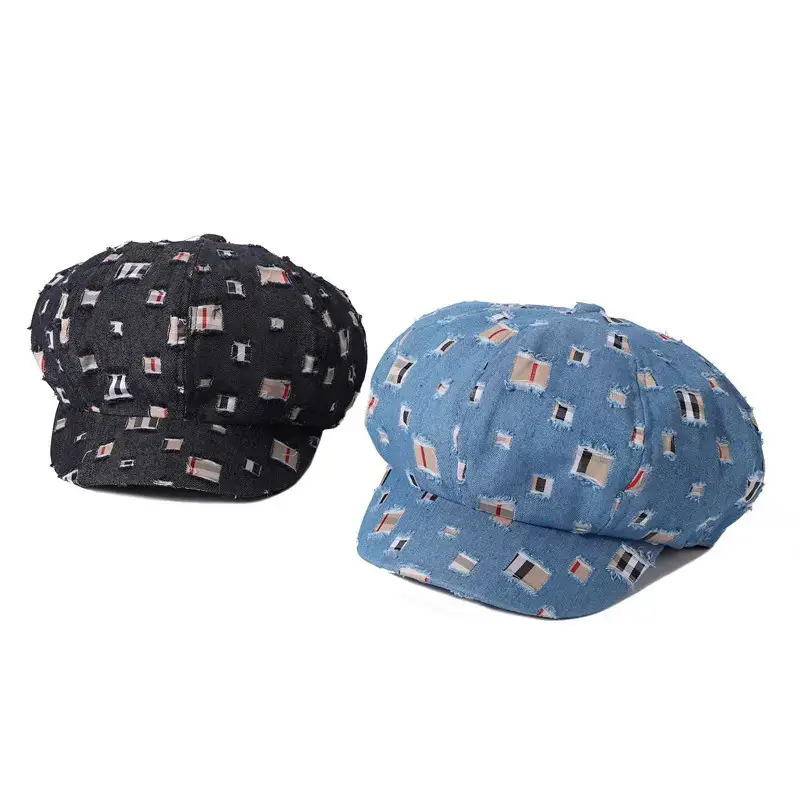 Women Korean Style Denim Rippen Cap Sun Protection — feature 15
