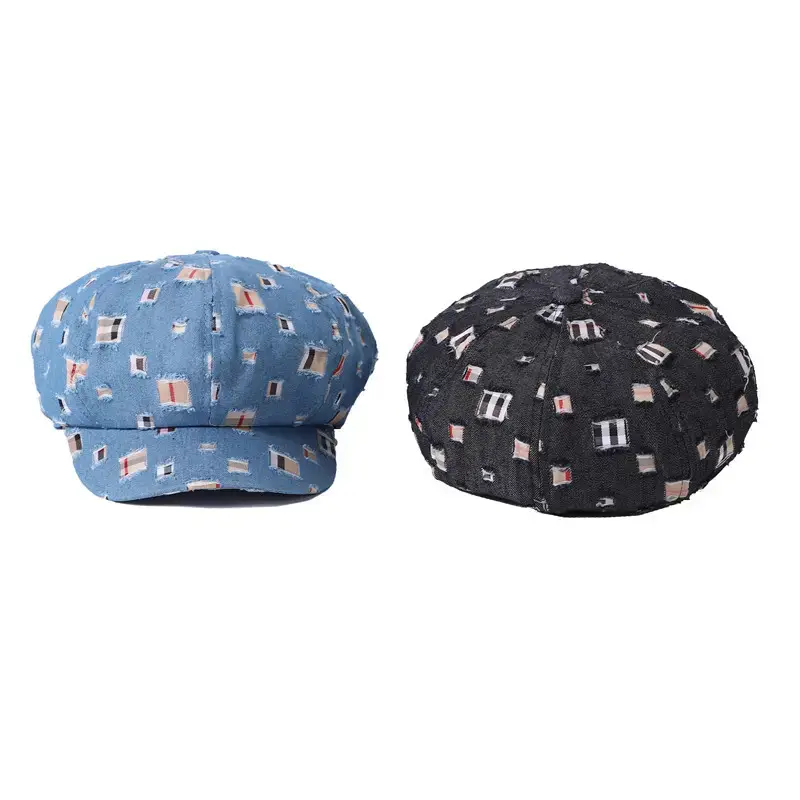 Women Korean Style Denim Rippen Cap Sun Protection — feature 17