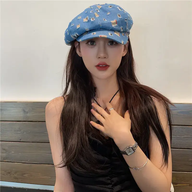 Women Korean Style Denim Rippen Cap Sun Protection — feature 3