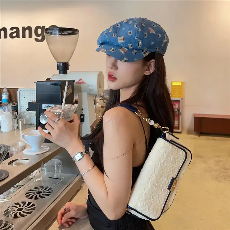 Women Korean Style Denim Rippen Cap Sun Protection — feature 5