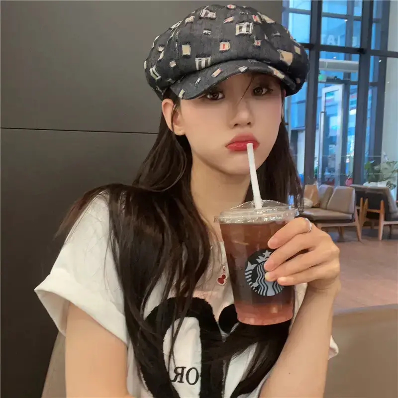Women Korean Style Denim Rippen Cap Sun Protection — feature 8