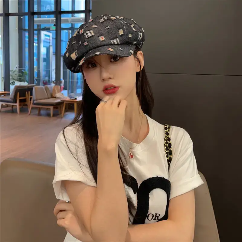 Women Korean Style Denim Rippen Cap Sun Protection — feature 9