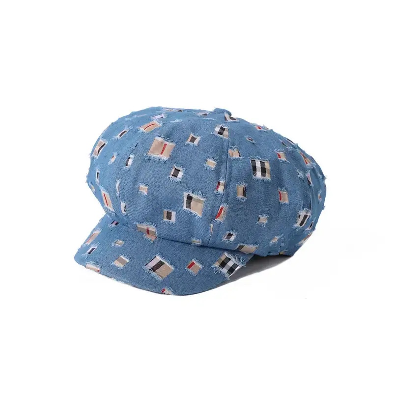 Women Korean Style Denim Rippen Cap Sun Protection - Image 2