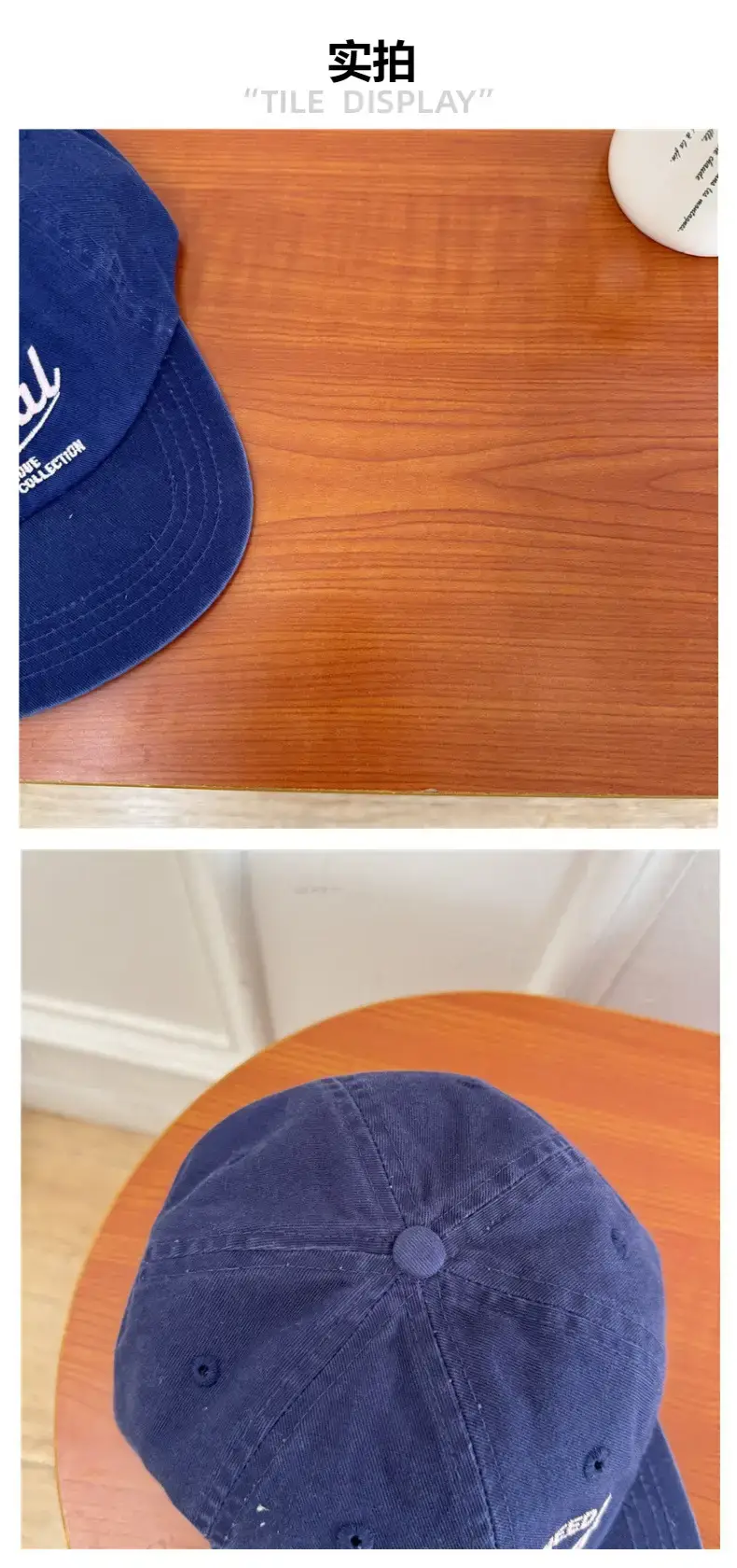 Blue Korean Style Flat Brim Cap with "Original" Embroidery — feature 4