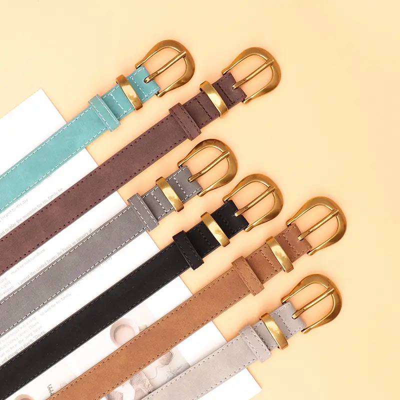 Women's Brown Leather Belt with Gold Plated Clasp - Image 8