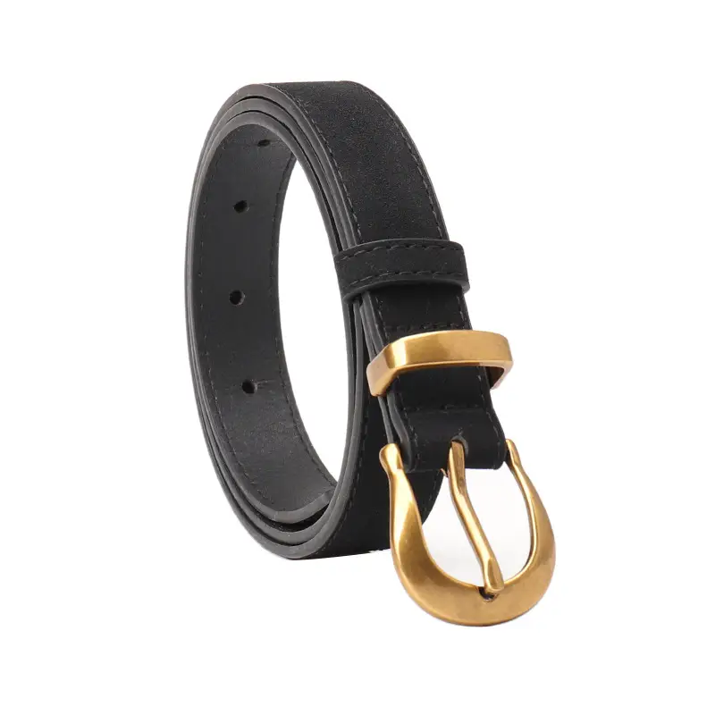 Women's Brown Leather Belt with Gold Plated Clasp - Image 11