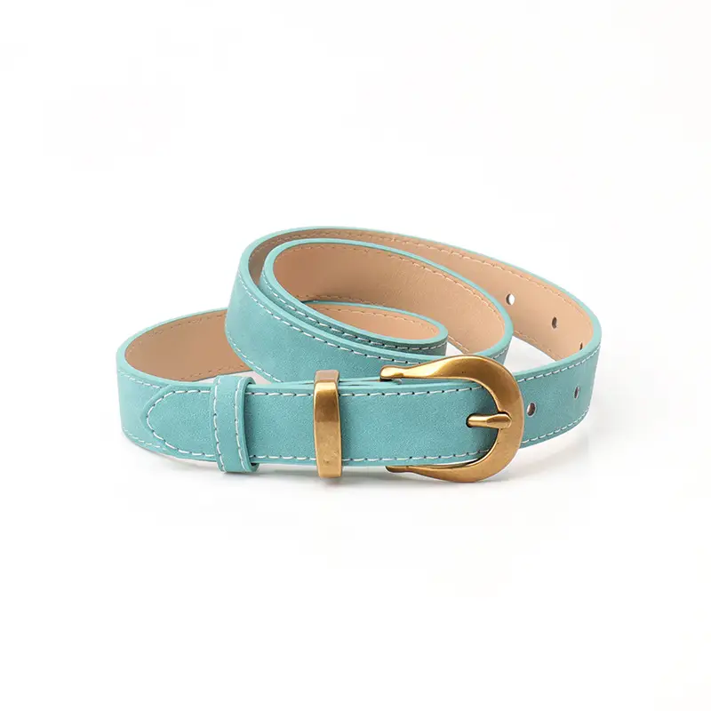 Women's Brown Leather Belt with Gold Plated Clasp - Image 2