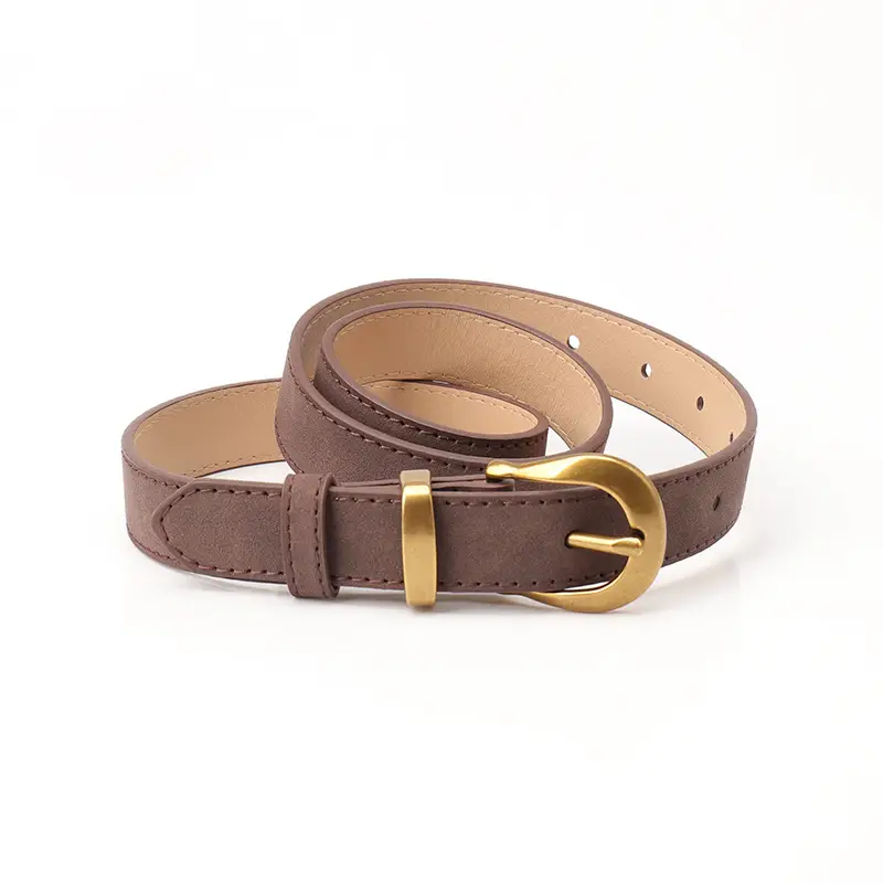Women's Brown Leather Belt with Gold Plated Clasp - Image 3