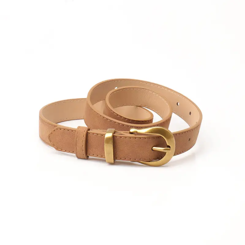 Women's Brown Leather Belt with Gold Plated Clasp - Image 4