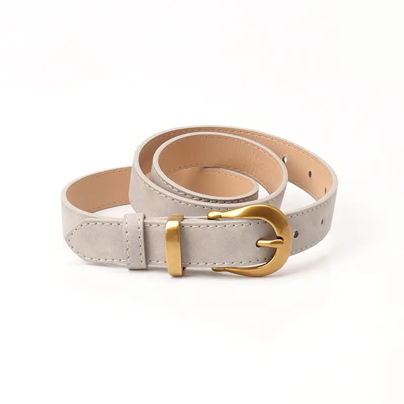 Women's Brown Leather Belt with Gold Plated Clasp - Image 5