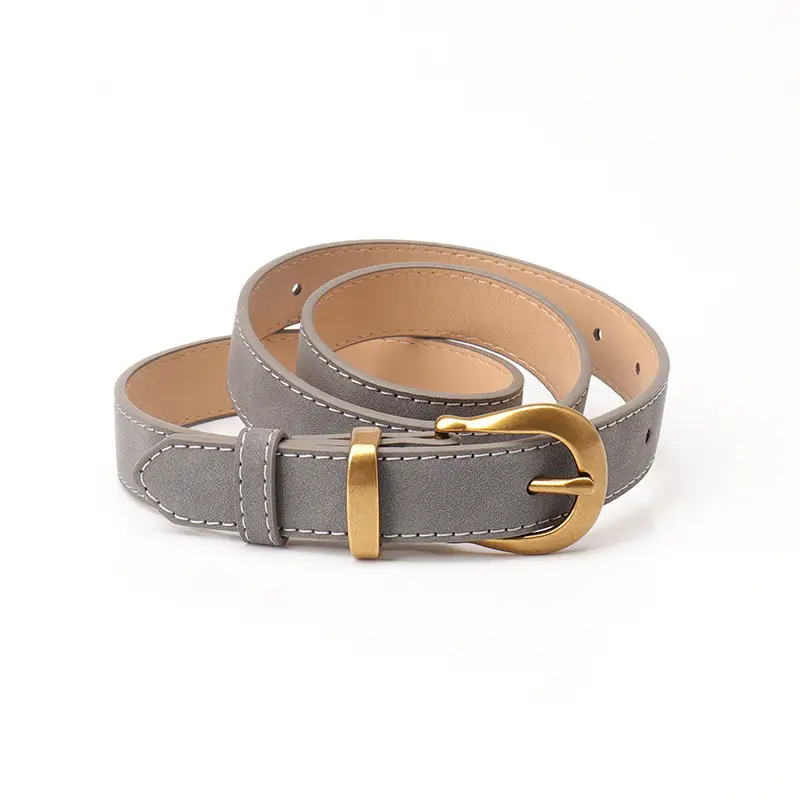 Women's Brown Leather Belt with Gold Plated Clasp - Image 6