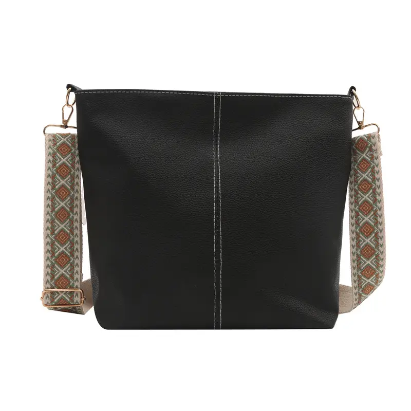 Women's Litchi Pattern Shoulder Bags Brown Black Brown - Image 7
