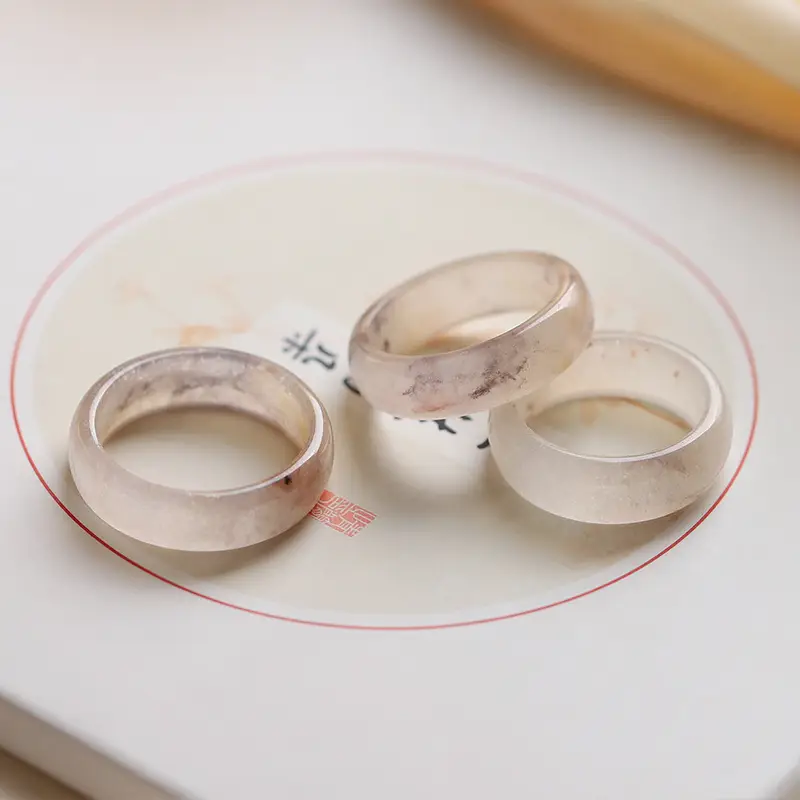 Gold Silk Jade Ink Ring for Men Women Ice Clear — feature 2