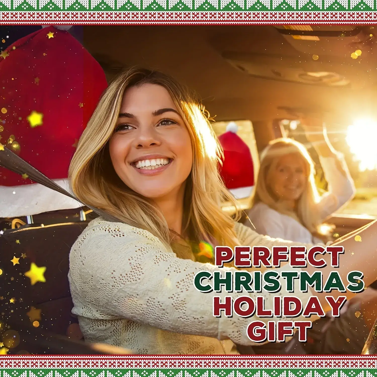 Christmas Car Seat Cover with Hot Headrest Design