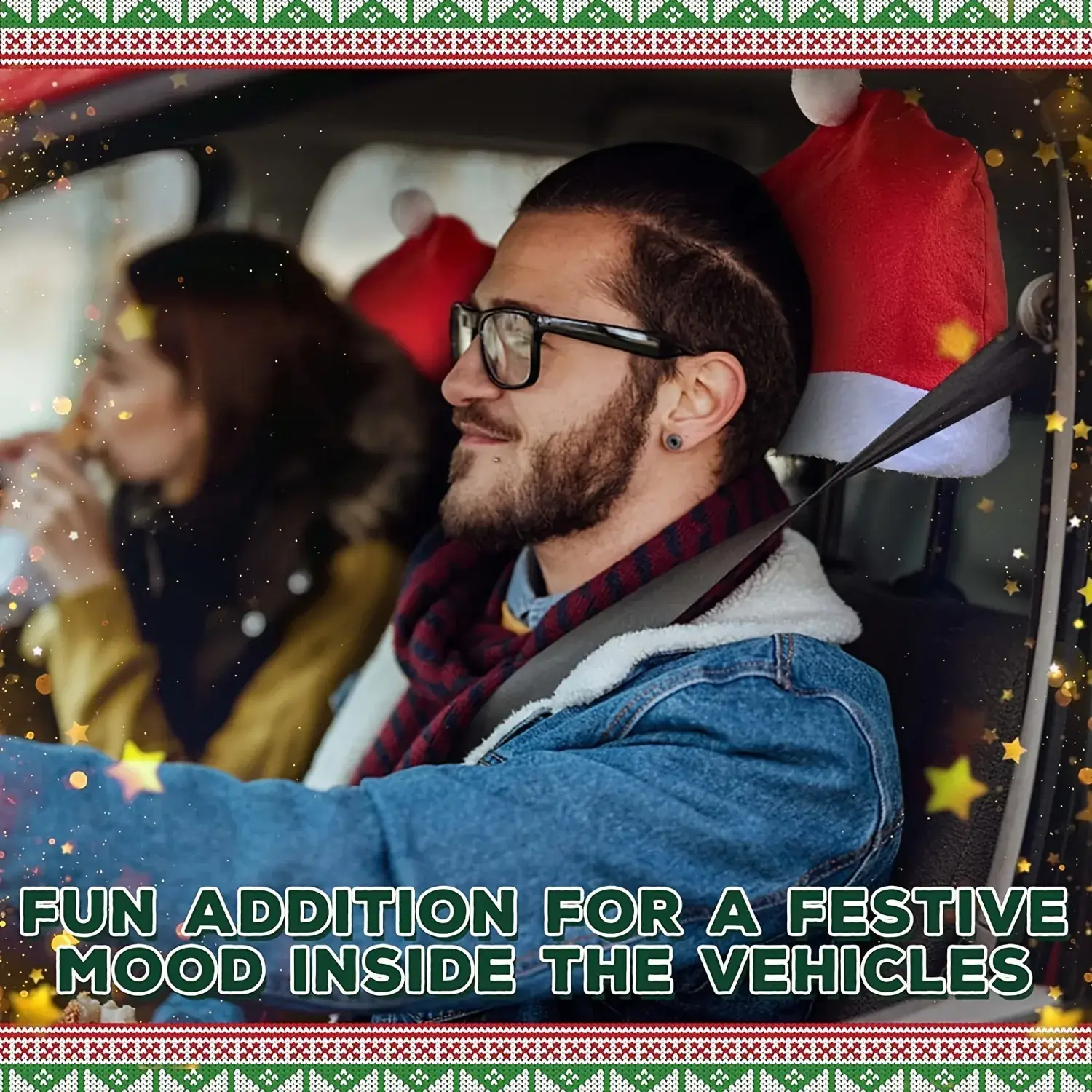 Christmas Car Seat Cover with Hot Headrest Design