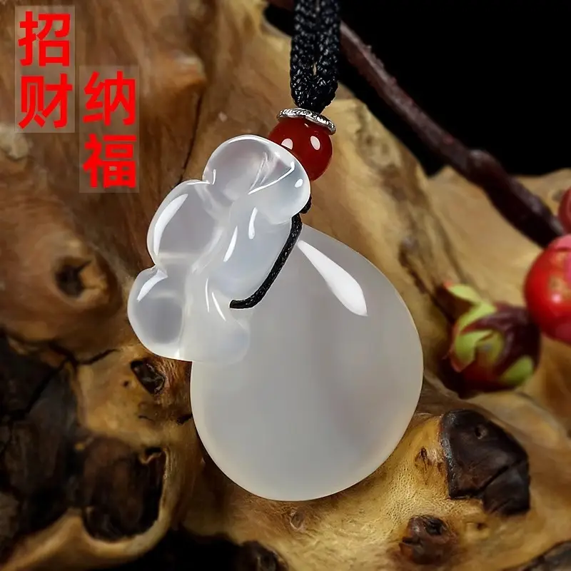 Ice Chalcedony Lucky Bag Pendant for Men Women