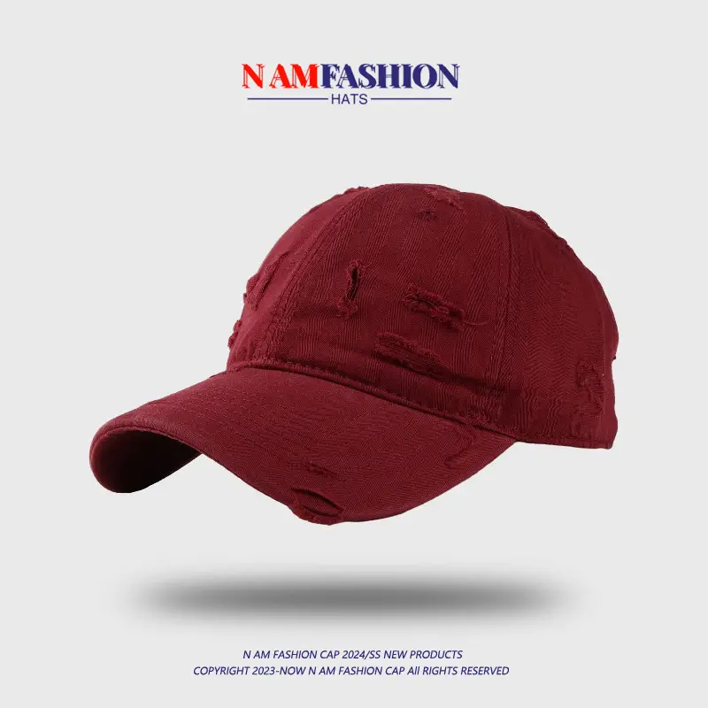 Retro Distressed Cap Sun Proof Men Women Maroon — feature 2