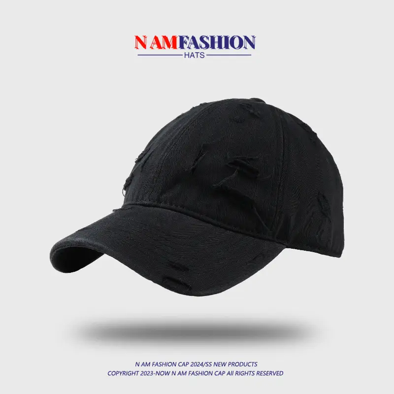 Retro Distressed Cap Sun Proof Men Women Maroon - Image 4