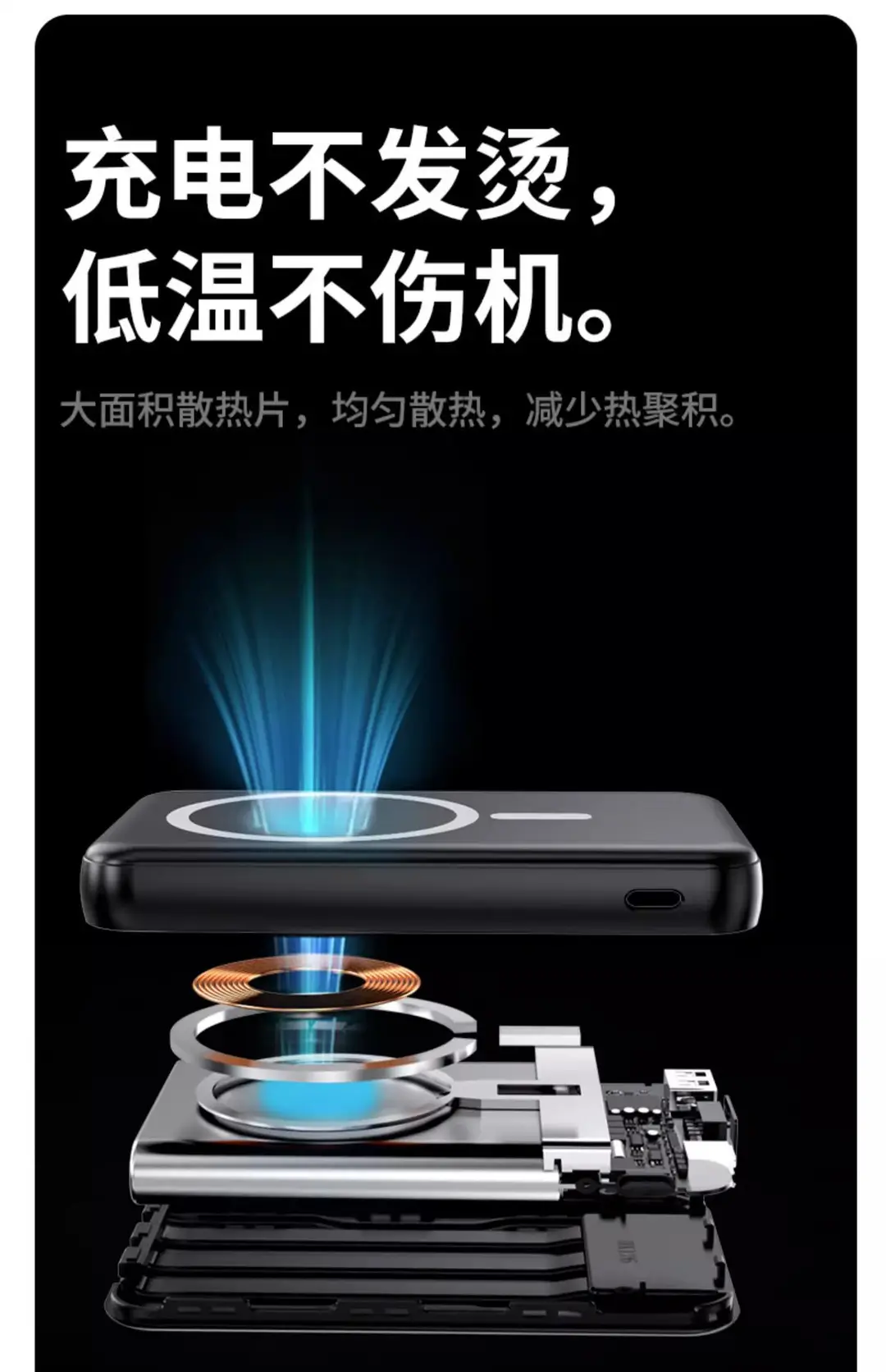Wholesale cross-border magnetic power bank 10000 wireless charging self-wired fast charging Magsafe mobile power gift printing — feature 25