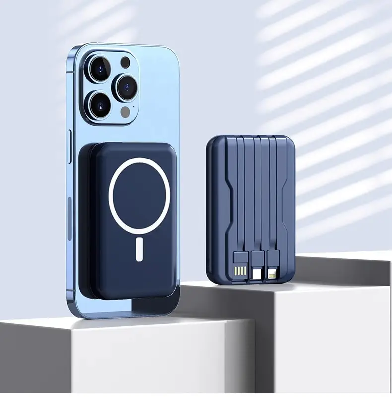 Wholesale cross-border magnetic power bank 10000 wireless charging self-wired fast charging Magsafe mobile power gift printing — feature 31
