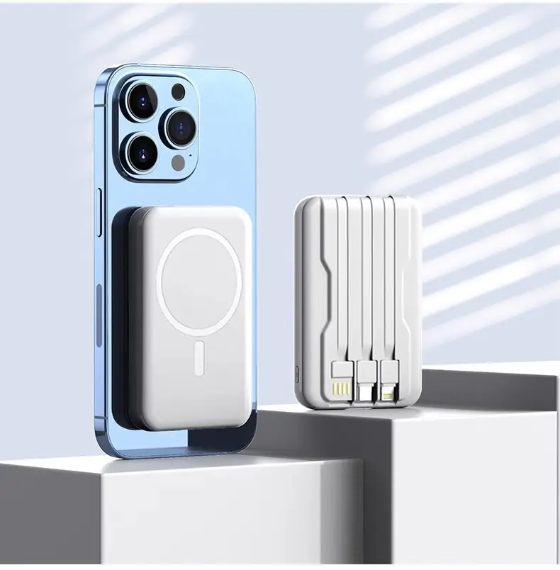 Wholesale cross-border magnetic power bank 10000 wireless charging self-wired fast charging Magsafe mobile power gift printing — feature 32