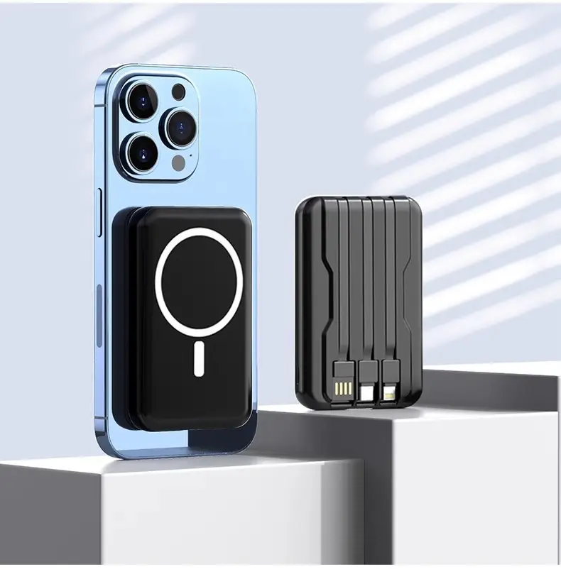 Wholesale cross-border magnetic power bank 10000 wireless charging self-wired fast charging Magsafe mobile power gift printing — feature 33