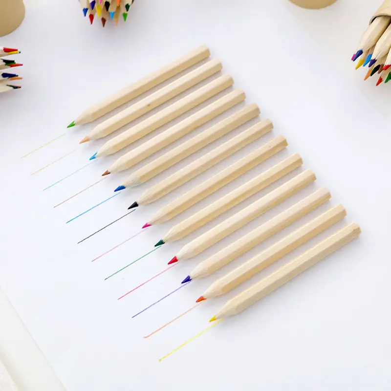 Log barrel color pencil school supplies primary school prize painting LOGO children's small gifts wholesale color lead