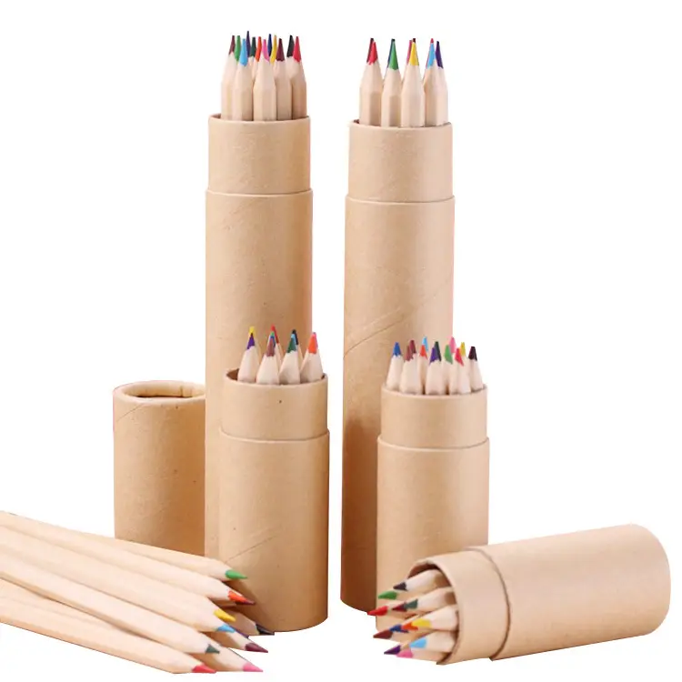Log barrel color pencil school supplies primary school prize painting LOGO children's small gifts wholesale color lead