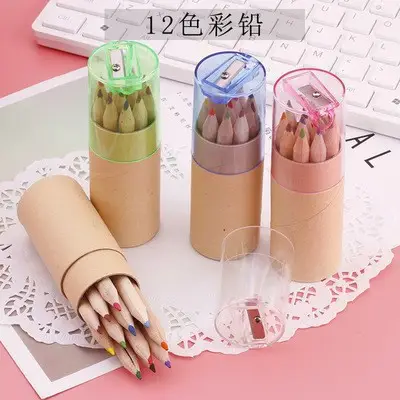 Log barrel color pencil school supplies primary school prize painting LOGO children's small gifts wholesale color lead