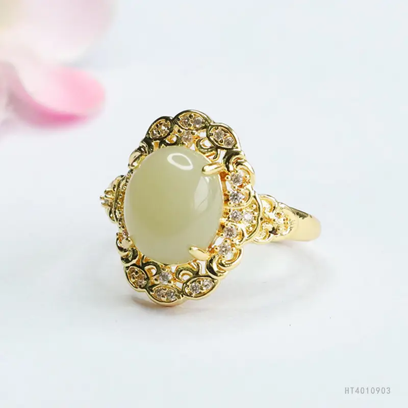 Guan Yu Hetian Jade Ring Clear Water Jade - Image 4