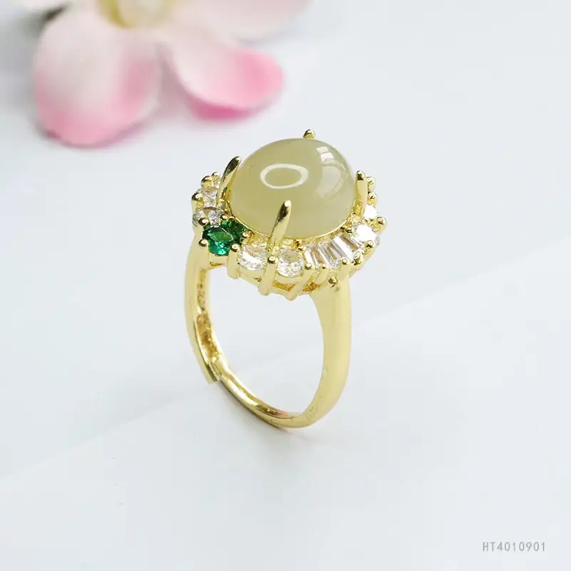 Guan Yu Jade Ring Clear Water Jade Prong Setting - Image 5