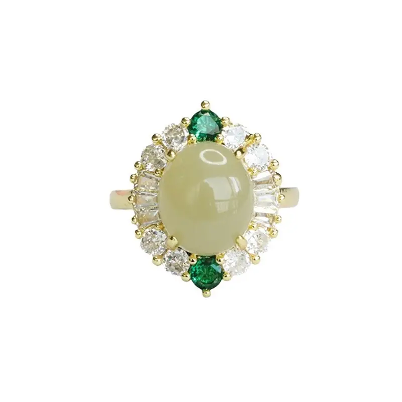Guan Yu Jade Ring Clear Water Jade Prong Setting - Image 6