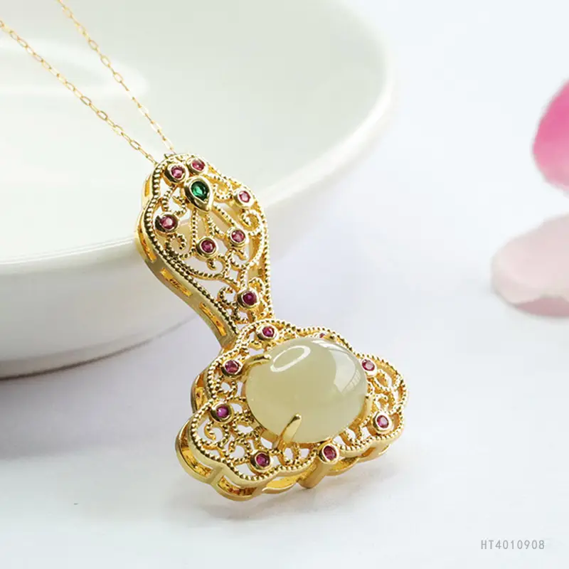 Guan Yu Jade Pendant Necklace Clear Water Jade Clouds - Image 3
