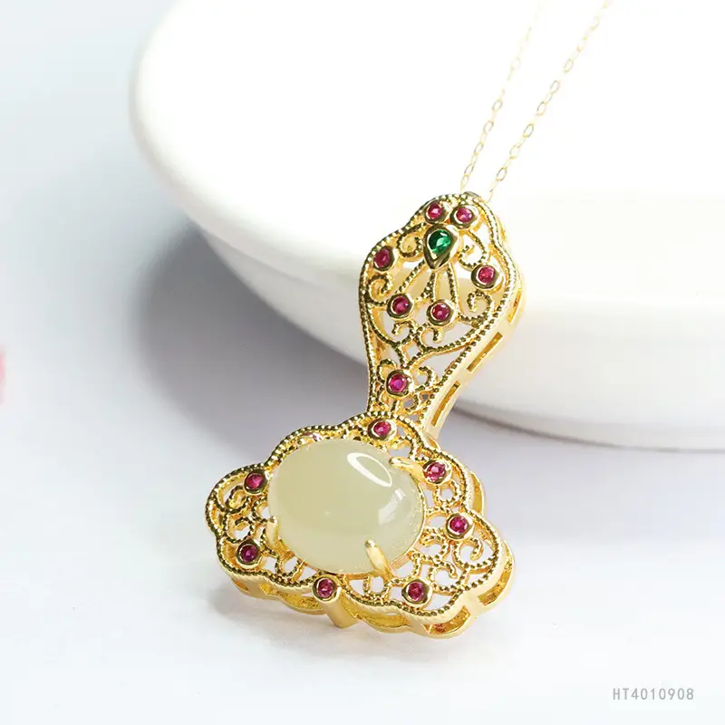 Guan Yu Jade Pendant Necklace Clear Water Jade Clouds - Image 4