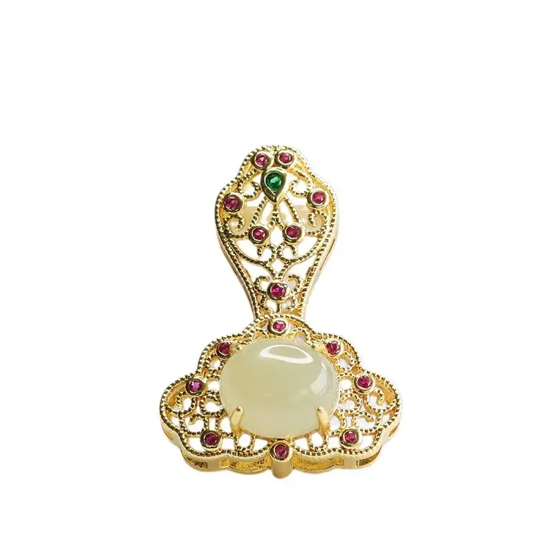 Guan Yu Jade Pendant Necklace Clear Water Jade Clouds - Image 6
