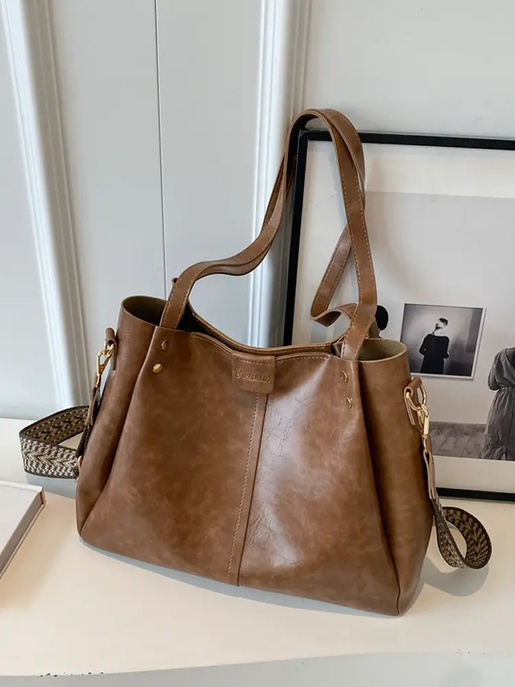 Brown Leather Shoulder Messenger Bag for Women - Image 6