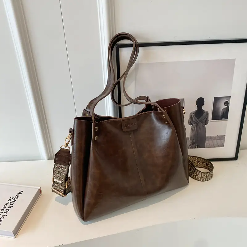 Brown Leather Shoulder Messenger Bag for Women - Image 2