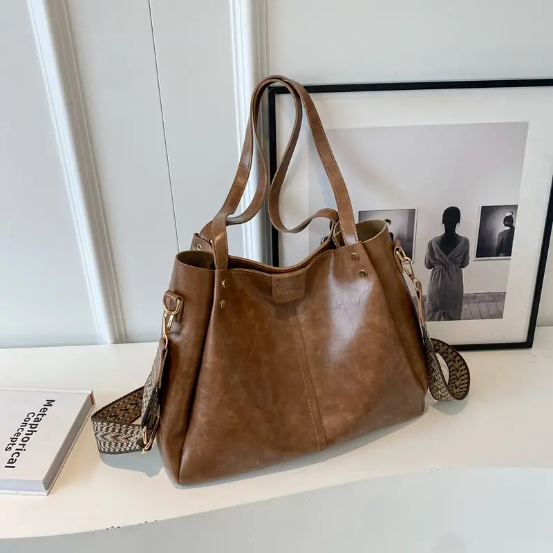 Brown Leather Shoulder Messenger Bag for Women - Image 4