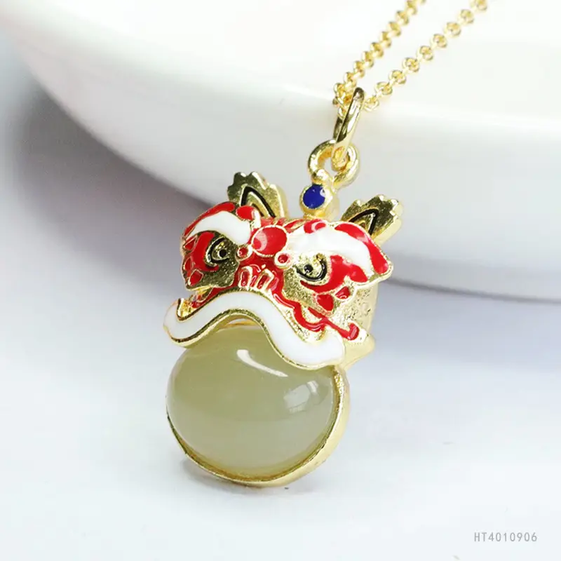 Guan Yu Jade Lion Necklace for Women Clear Water Jade - Image 3