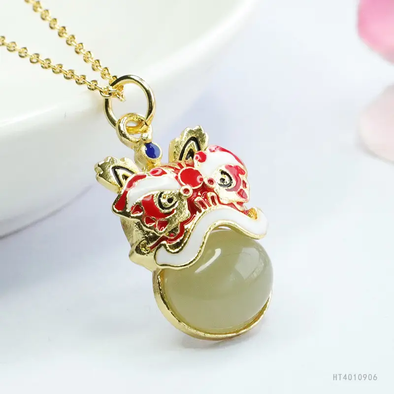Guan Yu Jade Lion Necklace for Women Clear Water Jade - Image 4
