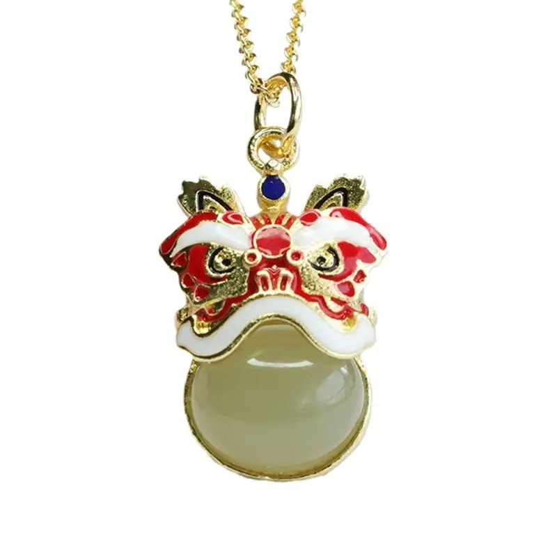 Guan Yu Jade Lion Necklace for Women Clear Water Jade - Image 6
