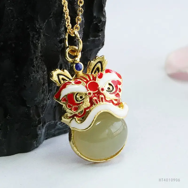Guan Yu Jade Lion Necklace for Women Clear Water Jade — feature 9