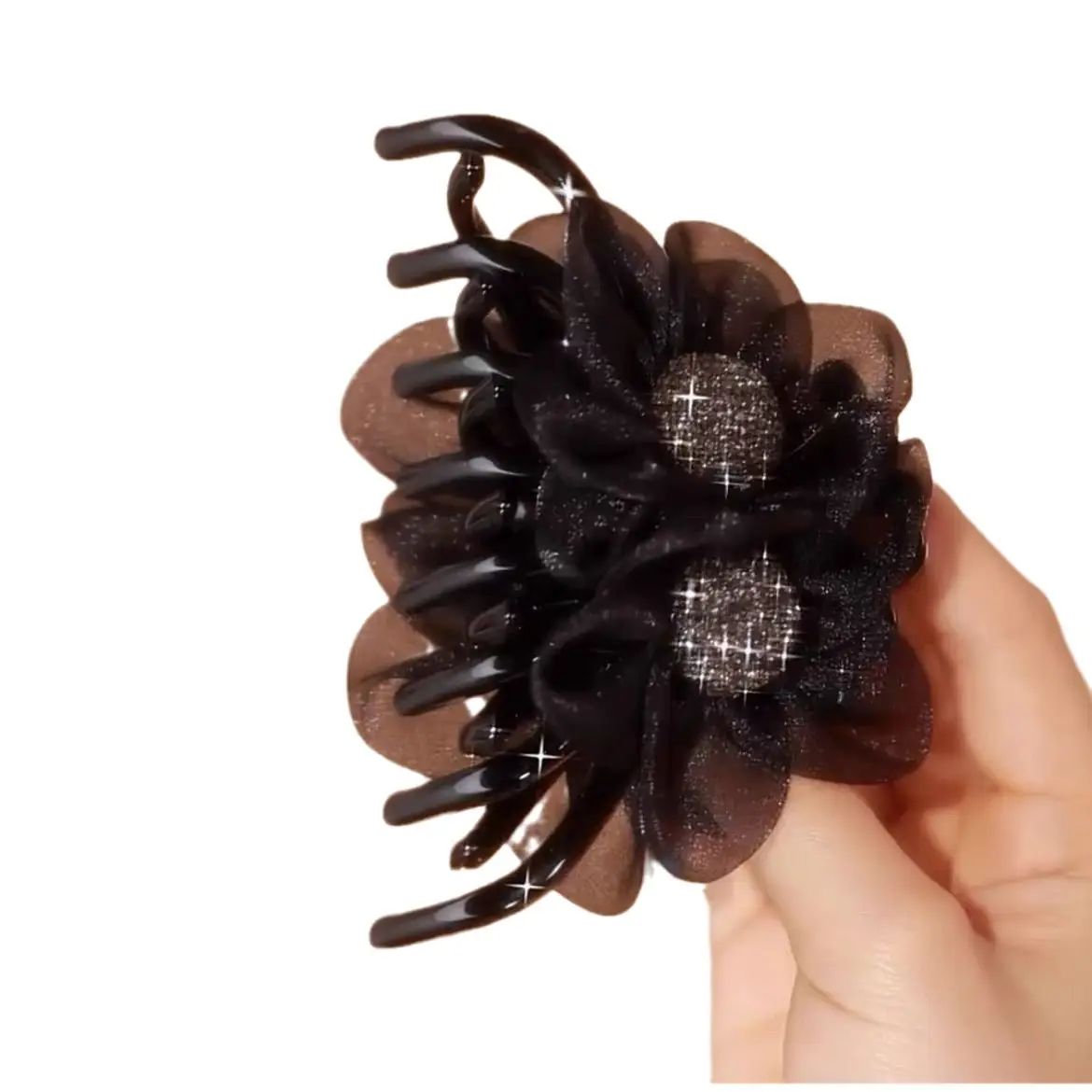 Purple Floral Full Diamond Hairpin Clip Back - Image 17