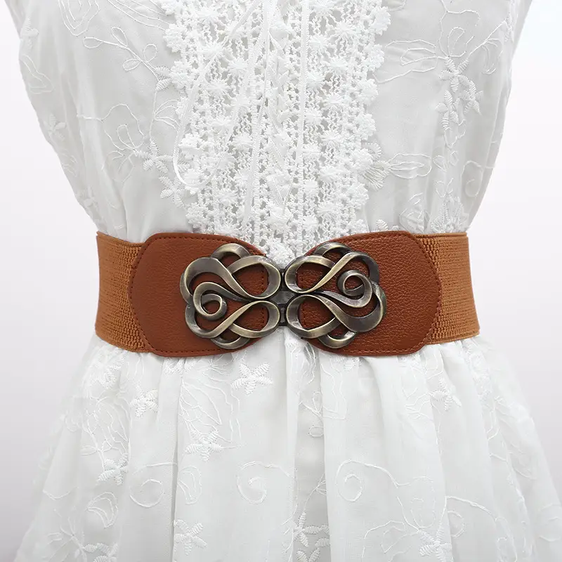 Rose Buckle Belt for Women Retro Waistband Decorative Skirt Coat — feature 5