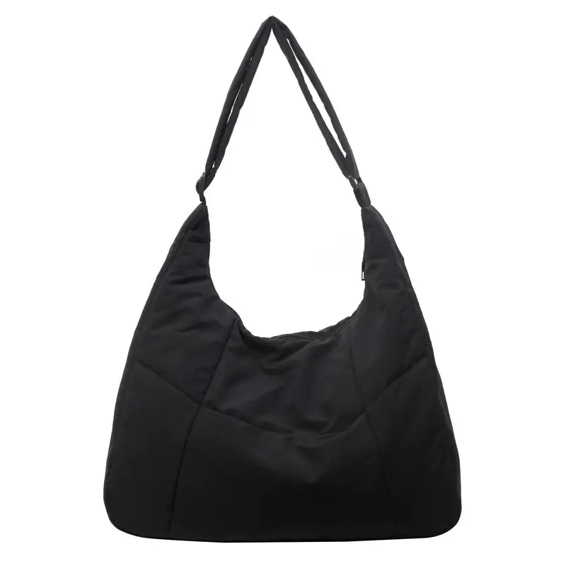 New Nylon Cotton College Student Tote Bag Beige - Image 2